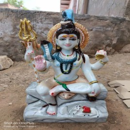 2.5 ft White Marble Mahadev Murti, Temple