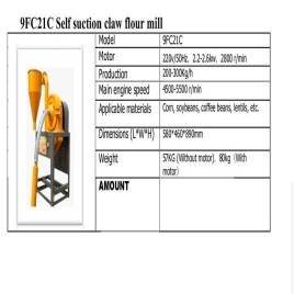 3 HP Self Suction Claw Flour Mill,200-300 kg/hr