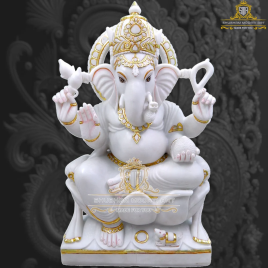 36 Inch Marble Ganesh Statue
