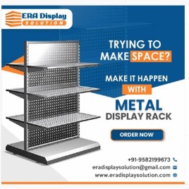 4 Shelves Metal Pegboard Display Stand, 50-100 Kg