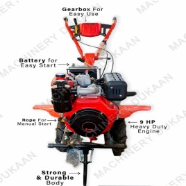 4 Stroke 9HP Mini Tiller Machine, 4 feet