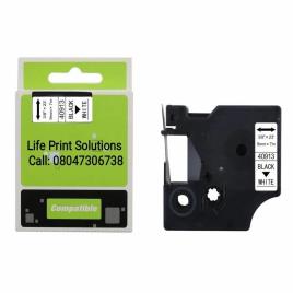 40913 Dymo 9mm Black On White Compatible Label Tape