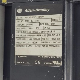 5000 1 KW ALLEN BRADLEY, AC SERVO MOTOR, MPL-B320P-HJ22AA, 24V Dc