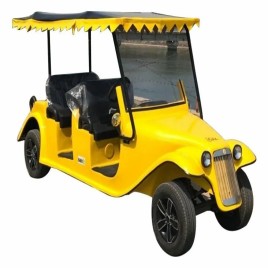 6 Seater Yellow Vintage Electric Golf Cart, Vehicle Model: Savy Elite