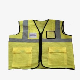 Adani Logo Printed Yellow Nylon Safety Vest, For Traffic Control