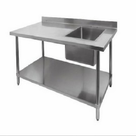 Arise Custom Silver 304 Grade Stainless Steel Single Bowl Sink Table,48""x24""x34"" inch