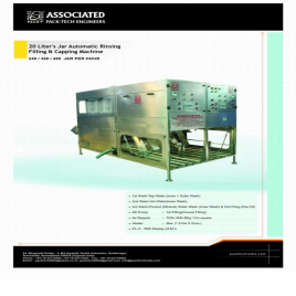 Automatic 20 Liter Jar Rinsing Filling Capping Machine, 100 Jars/Hr