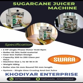 Automatic Sugarcane Juice Machine 2 Hp, Yield: 300 ml/kg