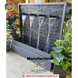 Black Marble Modern Wall Fountain