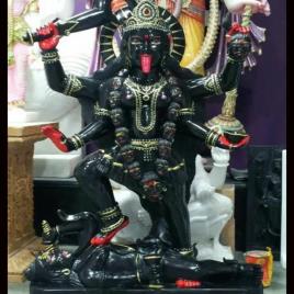 Black Painted Marble Maa Kali Moorti, For Worship