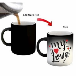 Black Photo Printed Sublimation Magic Coffee Mug