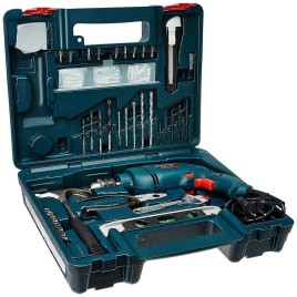 Bosch GSB 500W 10 RE Professional Tool Kit, MS & Plastic (Blue, Set of 100 Tools)