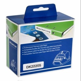 Brother DK-22205 Compatible Labels, 62mm x 30.48m, White, Permanent
