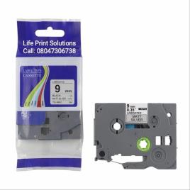 Brother TZe-M921 Label Tape Cassette Black on Matt Silver, 9mm wide Compatible