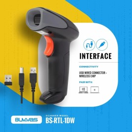 BUVVAS BS-RTL-1DW Wireless Barcode Scanner, Handheld