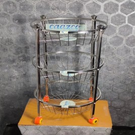 Caazco Stainless Steel SQUARE PIPE DIAMOND TROLLEY- SHELF 3, 6 m