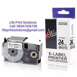 Casio Label Cassette Black on White 24mm XR-24WE 100% Compatible Label Tape for Casio Label Printers