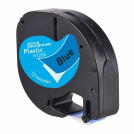 Compatible Dymo Plastic LetraTag 91205 Tape 12mm Black on Blue