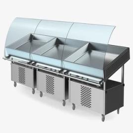 Curved SS Bend Glass Fish Display Counter (Cold), For Commercial