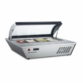 Desktop Curved Glass Ice Cream Scooping Display with LED Lighting and 4 x 5L pans