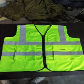 Fabric and Net Green Windsor Without Sleeves Safety Jacket Reflective Jackets