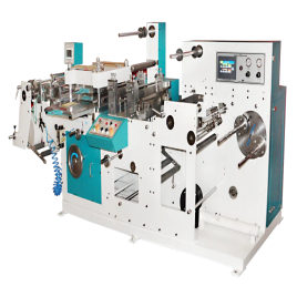 Flat Bed Die Punching Machine (Label Die Cutting Machine With Online Slitting & Turret Rewinding)