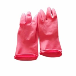 Flock lined Red Pink Rubber Safety Gloves, For Industrial Use