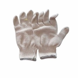 For Construction Cotton White Knitted Safety Gloves, Size: Medium