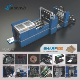 Fully Automatic Sharp 260 V Bottom Paper Bag Making Machine, Capacity: 100-600 pcs/min