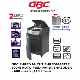 GBC ShredMaster AUTO+ 600M Auto Feed Paper Shredder with Automatic Feed
