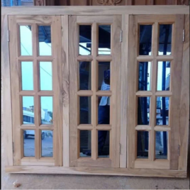 Gray Teak Wood Window, 4x4