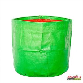 Green/Orange Round HDPE Grow Bag 24x24 (GSM200), For Terrace Gardening