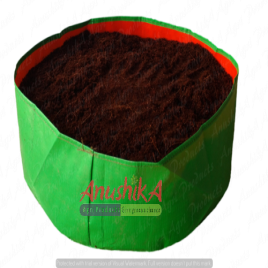 Green/Orange Round HDPE Grow Bag 24"" X 09""(200 GSM), For Terrace Gardening, Size: 24c09