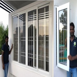 Greentech White UPVC Windows Designs With Grill