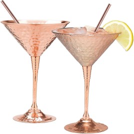 Hammered Copper Martini Glasses