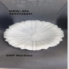 Indoor Carved White marble decorative bowl, For Home, Size: 1 Ft. Diameter