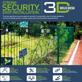 Iron 3 D Welded Mesh Fence, Height: 6 Feet, Mesh Size: 2 X 2 Inch