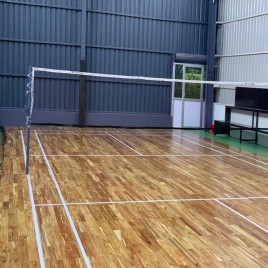 Laminated Indoor Wooden Sports Flooring, Brown, Thickness: 20 mm