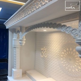 Mandir White Acrylic Solid Surface Temple Design, For Religious, Size/Dimension: 96