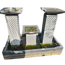 Marble Black Gray Granite Water Fountain, Height: 3 Feet