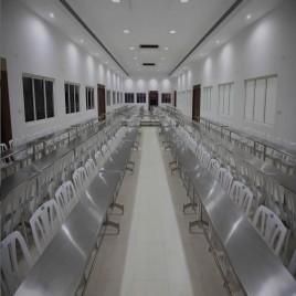 Mat Finish SS Marriage Hall Dining Table, Leg Mounting