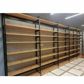 Mild Steel 6 Shelves Grocery Store Rack, Free Standing Unit