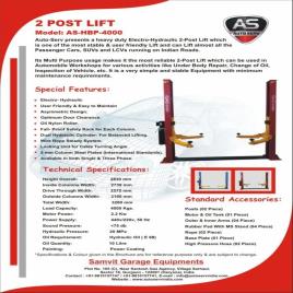 Mild Steel Base Floor Double Cylinder Hydraulic Post Lift, For Parking, Servicing, 2 tons