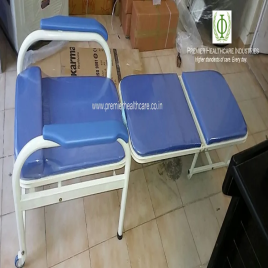 Mild Steel Hospital Attendant Bed Cum Chair, Length: 6 Feet