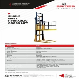 Mild Steel Industrial Lift, For Warehouses, Capacity: 1 Ton