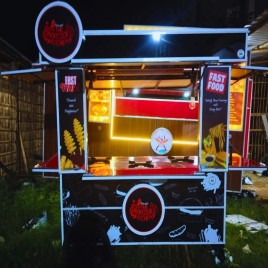 Mild Steel Red Roasted Chicken Tikka Food Cart, Load Capacity: 200 kg
