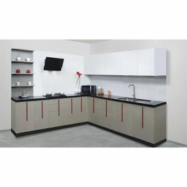 Modern Wooden L Shaped Modular Kitchen