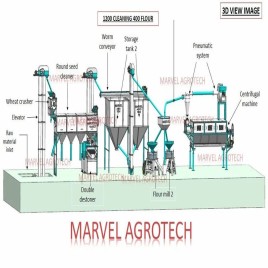 Motor Power: 50 HP Marvel Fully Automatic Flour Mill Plant, Capacity: upto 500 kg/rh