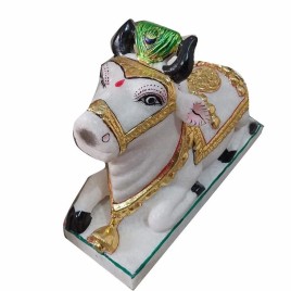 Multicolor Marble Nandi Statue, Temple