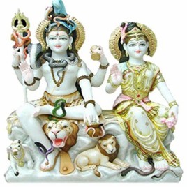 Multicolor Painted viyatnam marble shiva murti, For Temple, Size: 24 Inch